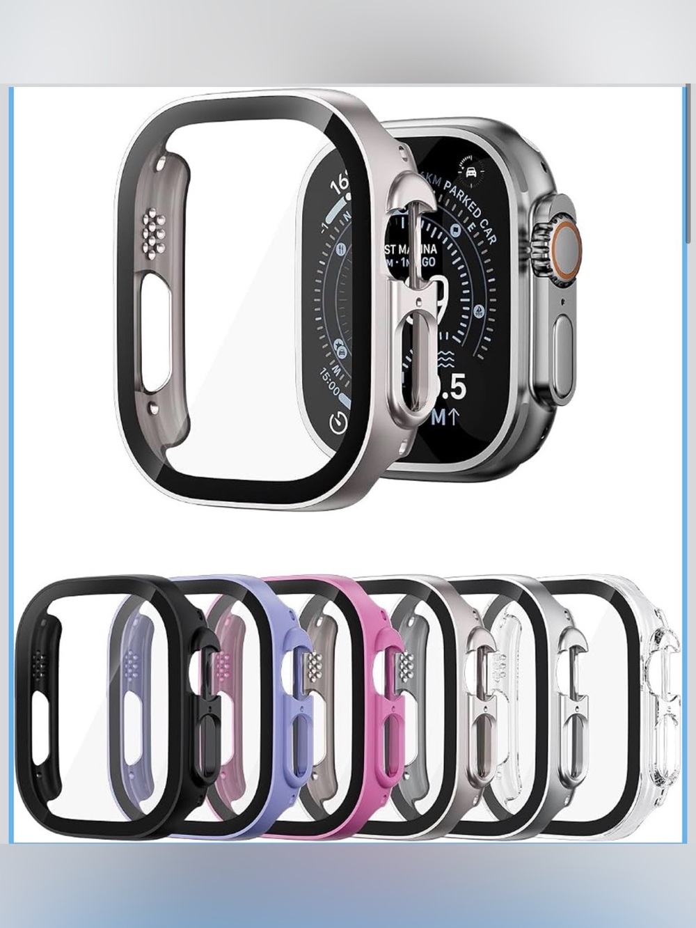 6-Pack PC Case & Glass for Apple Watch Ultra 49mm